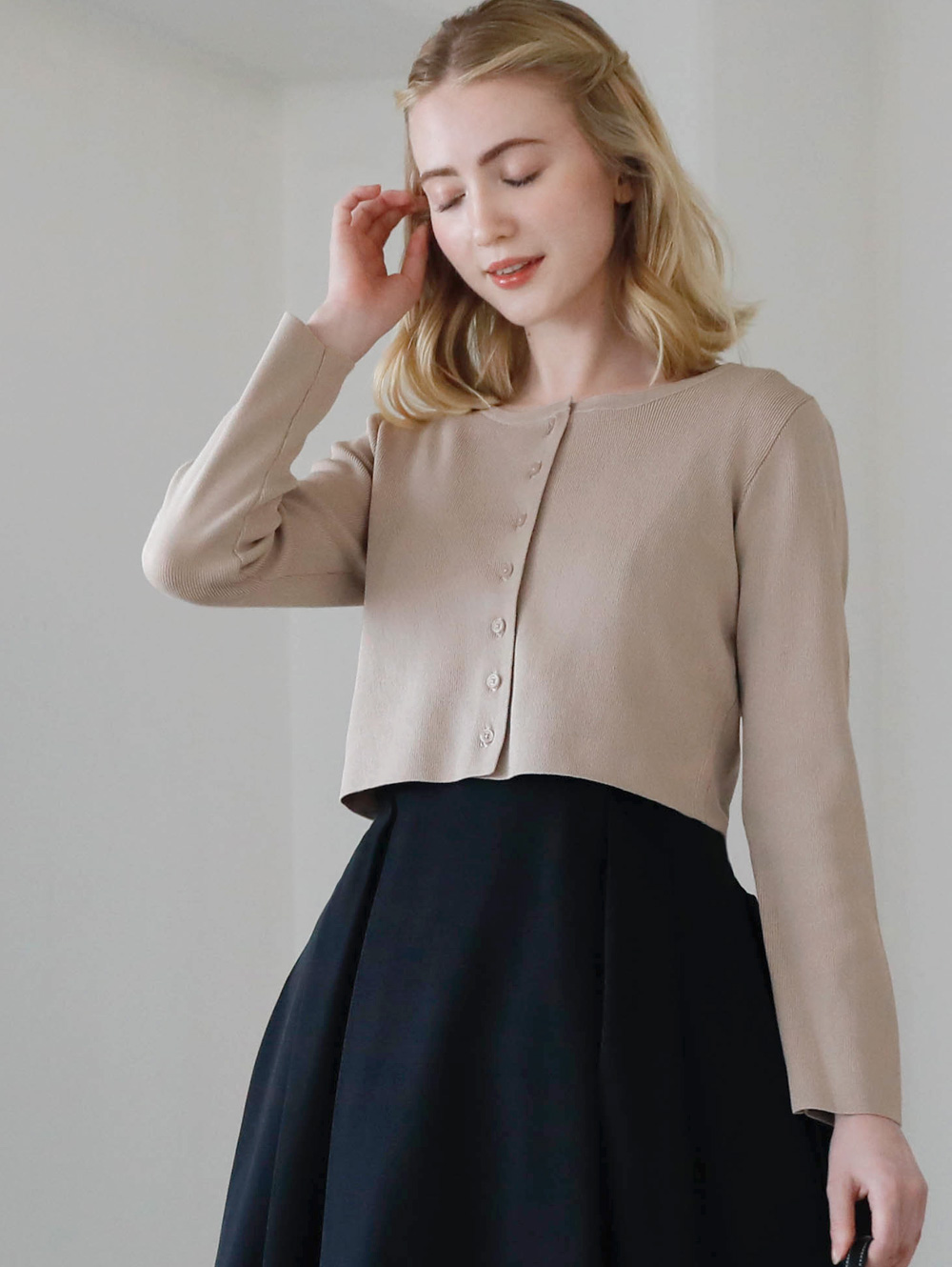 ノースリーブワンピース 秋 カーディガン
